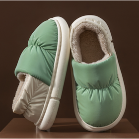 Hausschuhe aus Baumwolle mit gepolsterter Ferse...